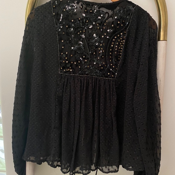 Zara Plumentis Bolero Sequin Dot Mesh Tasseled Black Party Jacket 5107/070 Sz XS - Picture 8 of 14